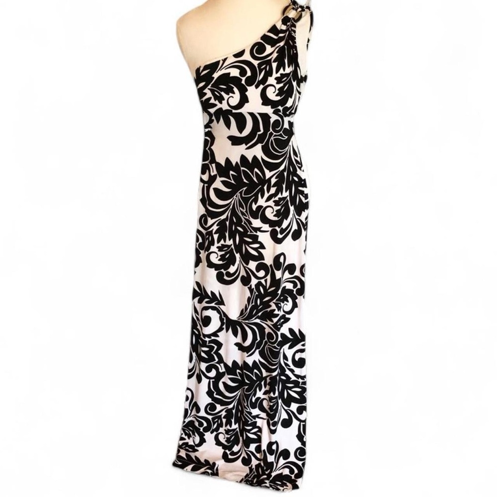 Cache Black and White One Shoulder Dress